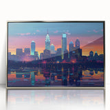 Mid-century modernist art featuring geometric shapes in muted blue and pink tones on canvas, suited for nursery wall art.