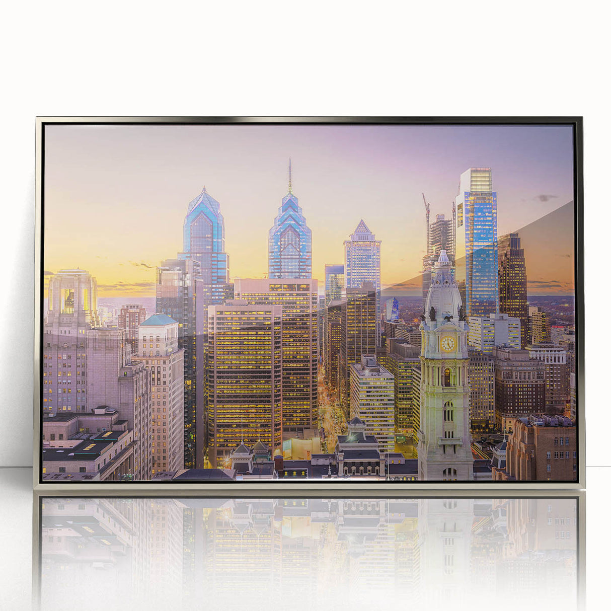 Mid-century modernist art poster featuring geometric shapes in muted blues and oranges, ideal for nursery wall art.