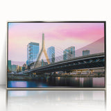 Mid-century modernist art poster featuring geometric shapes in muted pastel colors, ideal for nursery wall art.