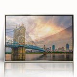 Mid-century modernist art poster featuring geometric shapes in pastel colors, ideal for nursery wall art.