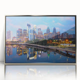 Mid-century modernist art depicting abstract geometric shapes in muted earth tones on canvas.