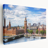 Large abstract canvas print featuring vibrant blue and orange swirls, ideal for kitchen wall art.