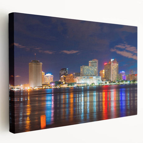 Abstract cityscape in muted gray and blue tones on a large canvas, ideal for kitchen wall art.