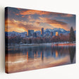 Large abstract kitchen wall art featuring vibrant blue and green swirls on canvas, ideal for modern kitchen decor.