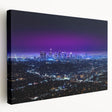 Large abstract kitchen wall art featuring vibrant shades of blue and orange on canvas, suitable for modern kitchen decor.