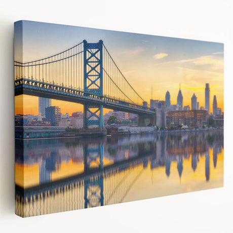 Large abstract cityscape in muted gray and blue tones on a rolled canvas, ideal for kitchen wall art.