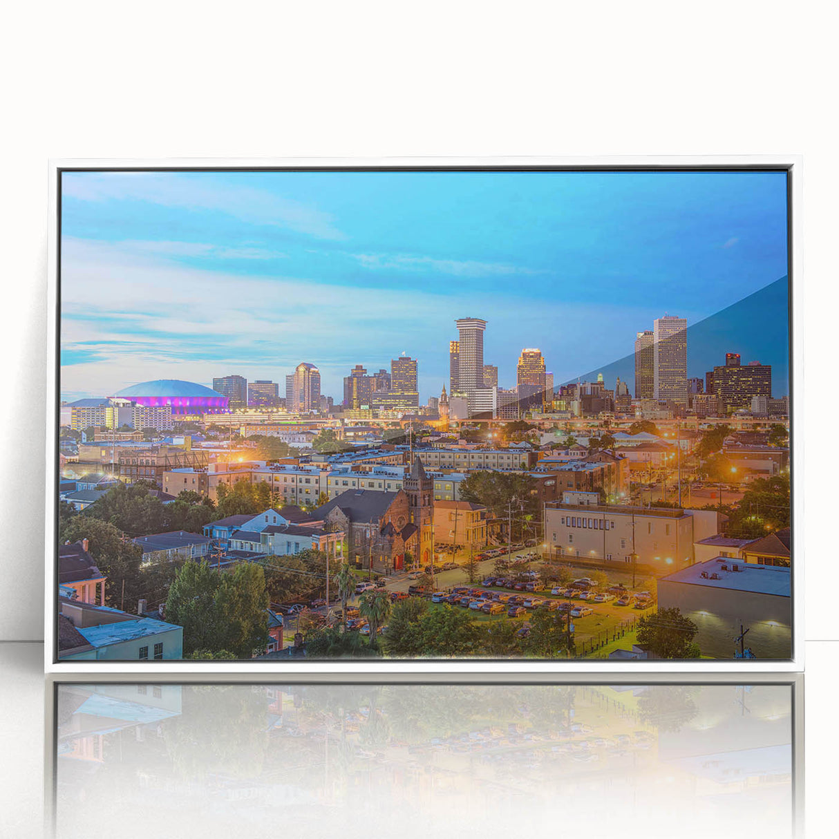 Art deco poster featuring a stylized stork in pastel shades on canvas, suitable for nursery wall art.