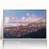 Art deco poster featuring a geometric pattern in muted gold and black tones on canvas, suitable for nursery wall decor.