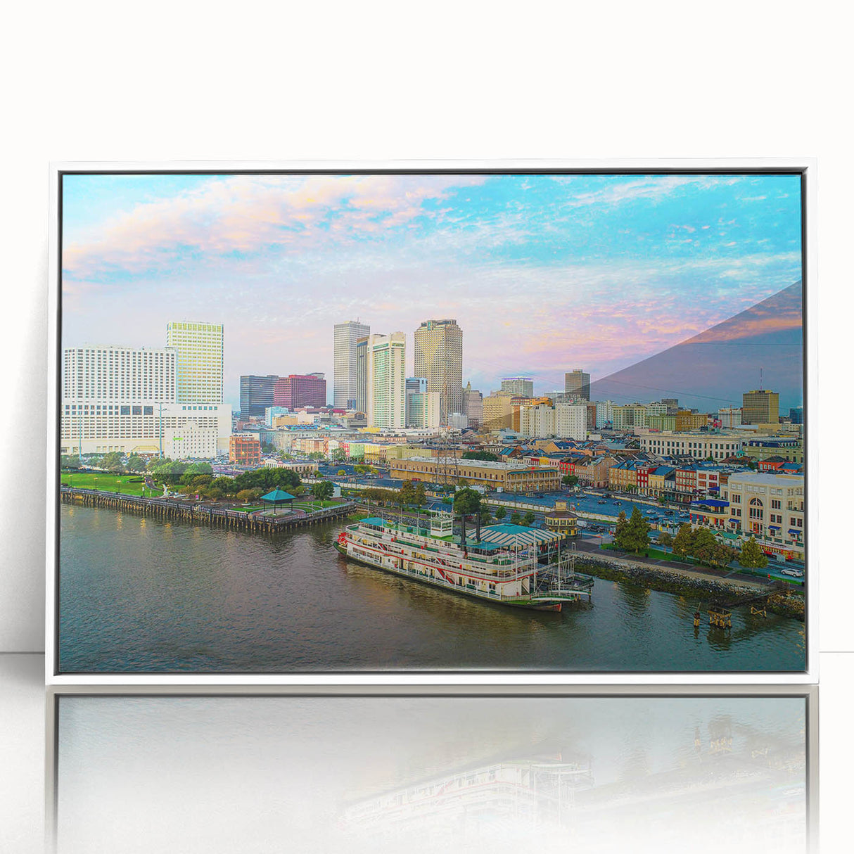 Art deco poster featuring a geometric pattern in muted gold and navy tones, printed on canvas.