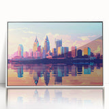 Art deco poster featuring a stylized stork in pastel shades, ideal for nursery wall art.