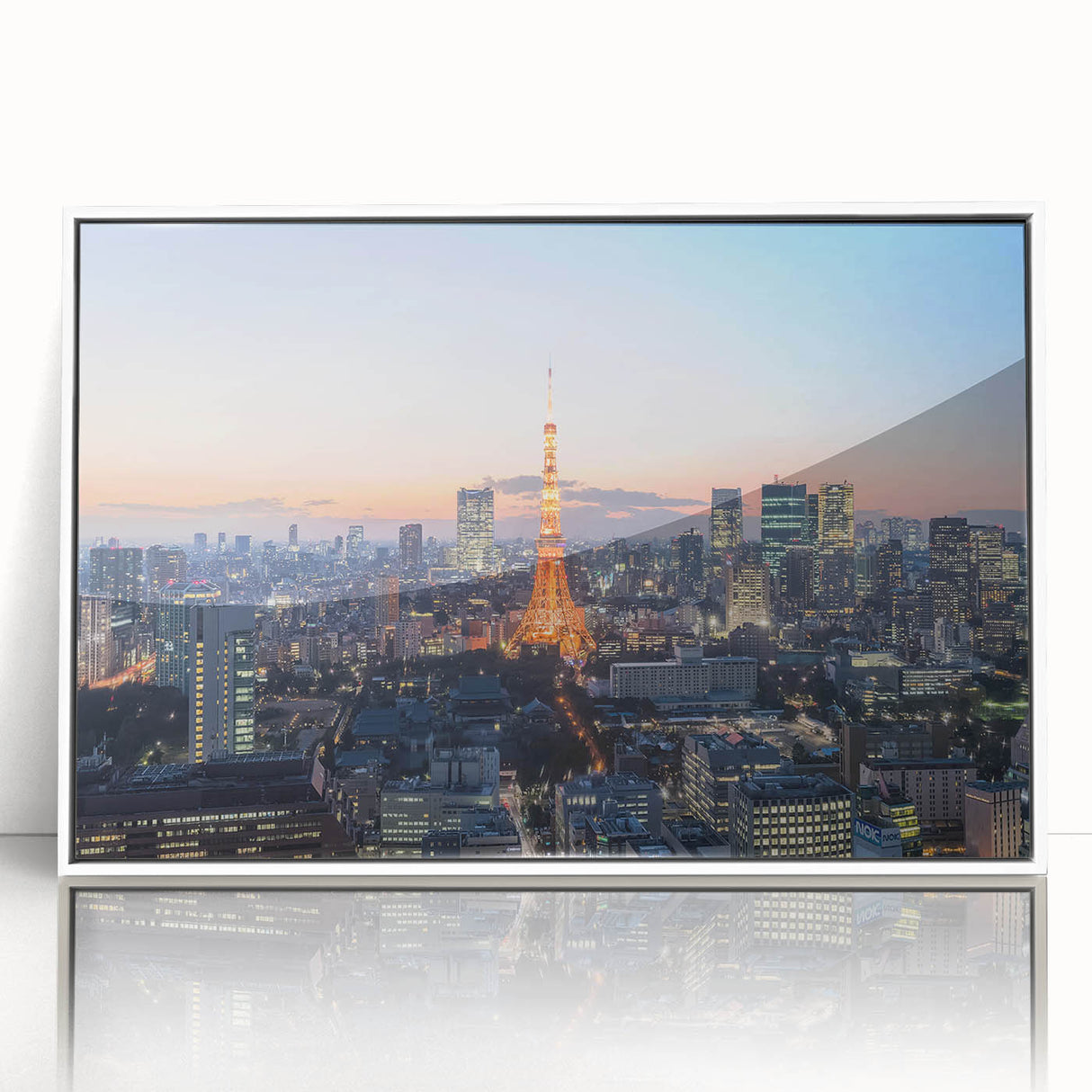 Art deco poster featuring geometric shapes in muted gold and navy tones on canvas, suitable for nursery wall decor.