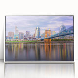 Art deco poster featuring a minimalist black and white cityscape, ideal for modern nursery wall art.