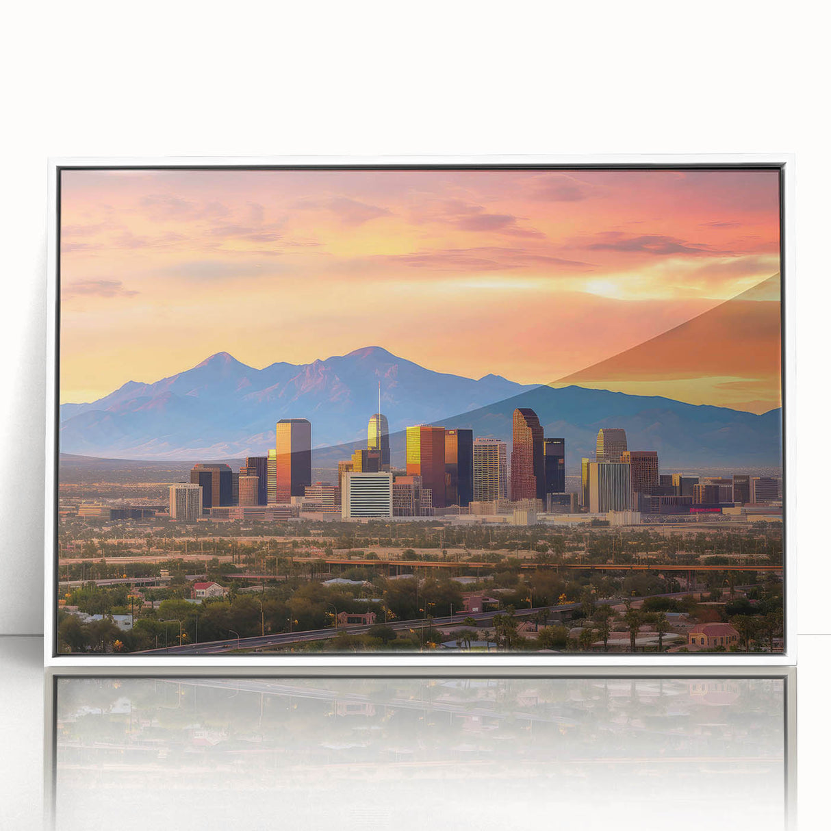 Art deco poster featuring a monochrome skyline in acrylic print, ideal for modern nursery wall art.