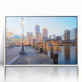 Art deco poster featuring a stylized stork, in soft pastel colors on canvas, ideal for nursery wall art.