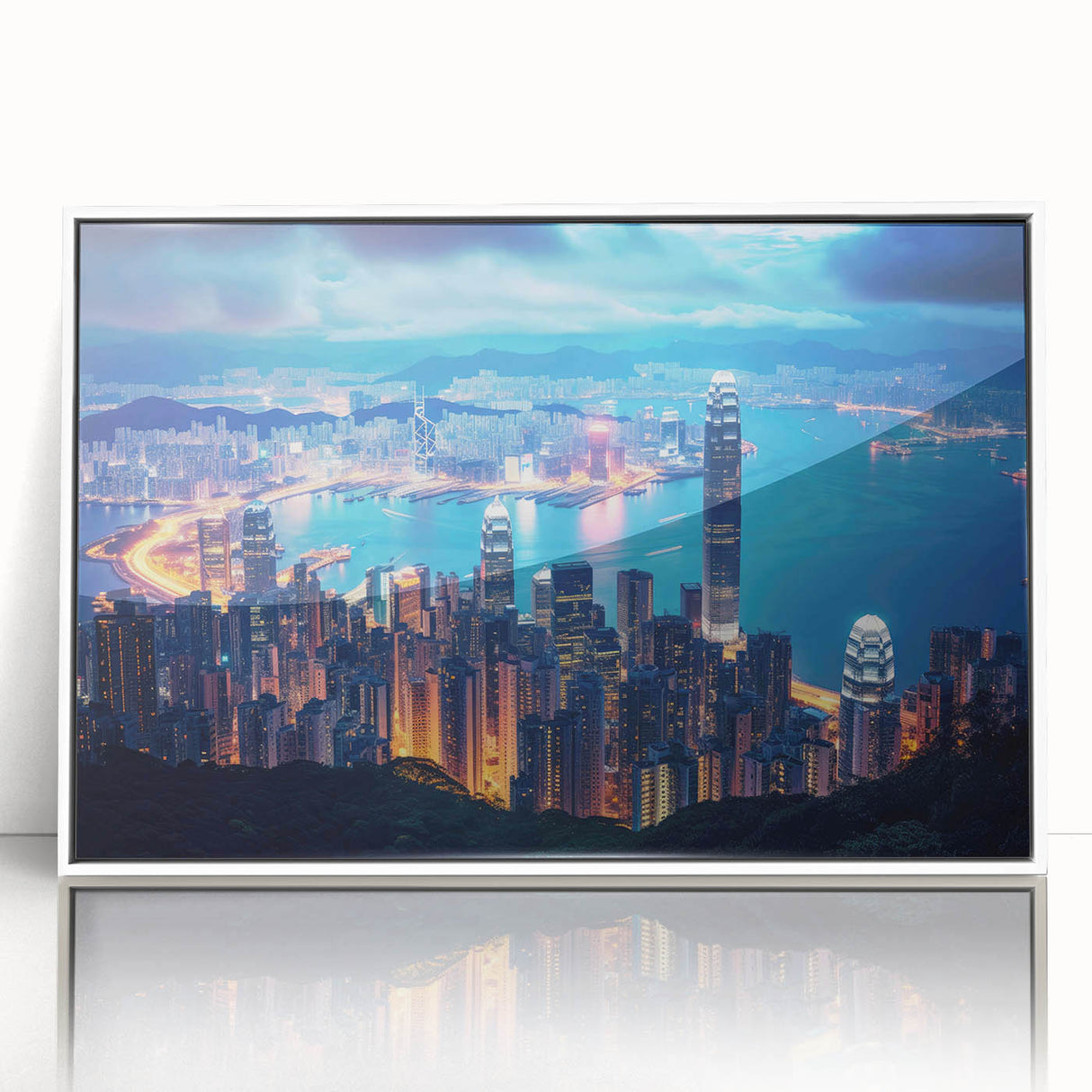 Art deco poster featuring a geometric pattern in muted gold and teal tones, printed on canvas.