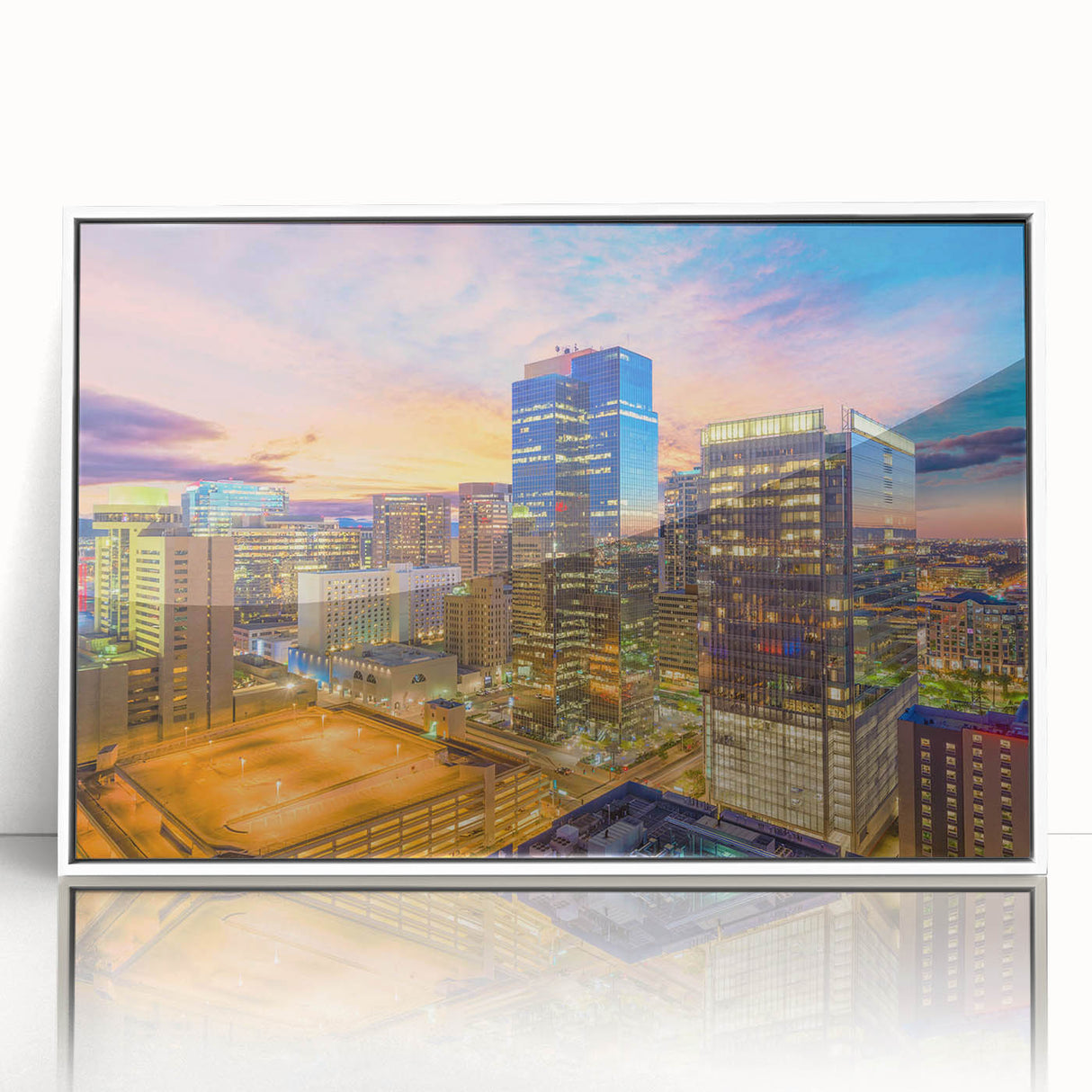 Art deco poster of a stylized stork in pastel shades on canvas, suitable for nursery wall art.