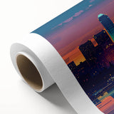 Art Deco style poster featuring a stylized stork in pastel shades, perfect for nursery wall art.