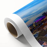 Art deco poster of a serene lakeside scene in soft pastel shades, ideal for nursery wall art.