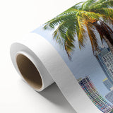 Art deco poster featuring a stylized stork and baby, in pastel blue and pink, perfect for nursery wall art.