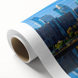 Art deco poster featuring a stylized stork in pastel shades on canvas, ideal for nursery wall art.