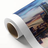 Art deco poster featuring a stylized stork and baby in pastel shades on canvas, ideal for nursery wall art.