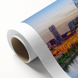 Art deco poster of a stylized stork in pastel shades on canvas, ideal for nursery wall art.