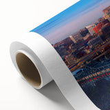 Art deco poster featuring a stylized stork in pastel shades, ideal for nursery wall art.