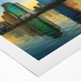 Art deco poster featuring geometric patterns in gold and black, ideal for dining room wall art.