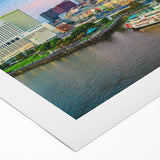 Art deco poster featuring geometric patterns in gold and black, printed on canvas, suitable for dining room wall decor.