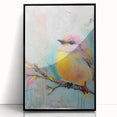 Framed acrylic wall art featuring a sleek black border, showcasing an abstract design with vibrant colors; perfect for modern home decor and artistic expression.