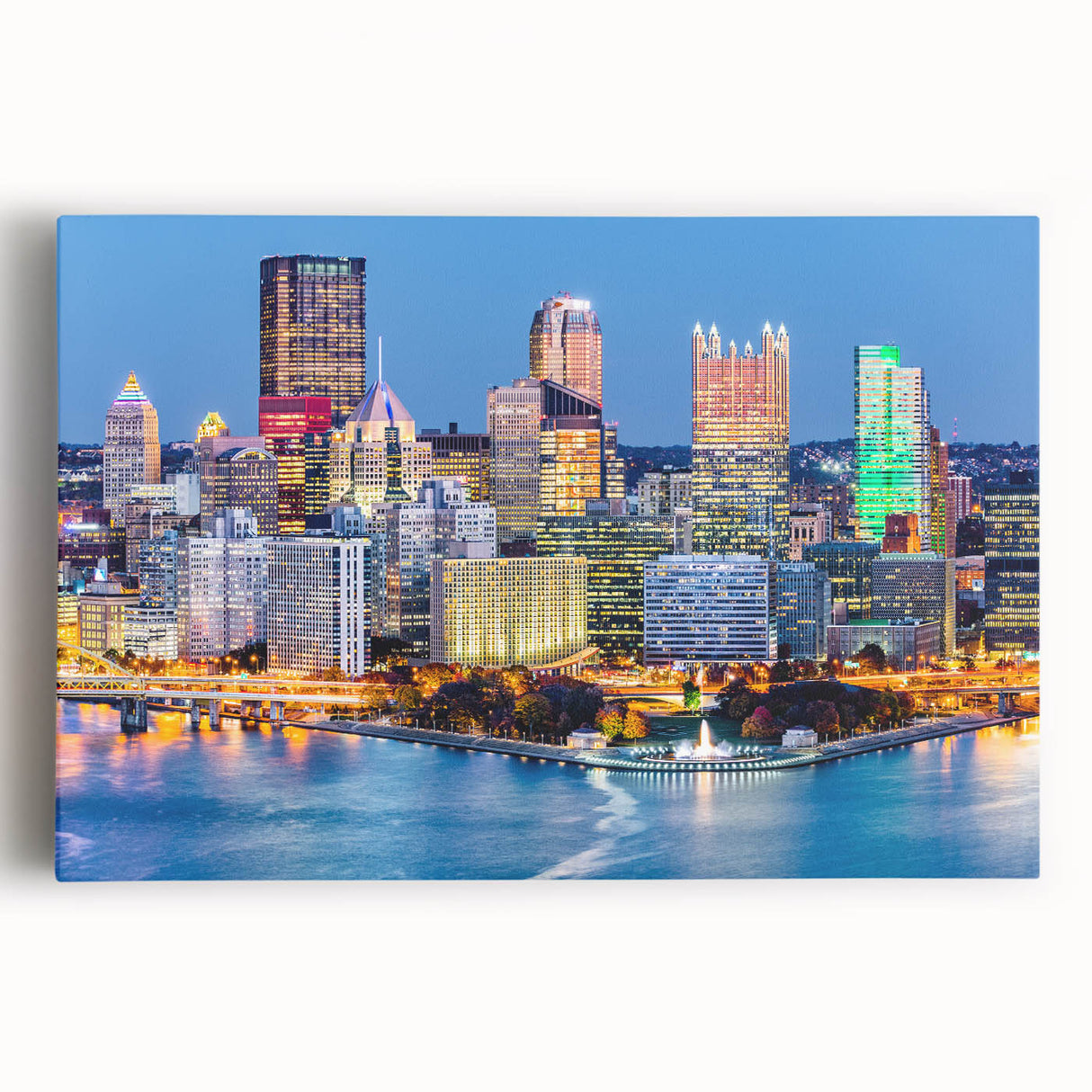 Large black and white acrylic print of a minimalist cityscape, ideal for kitchen wall art or bedroom decor.