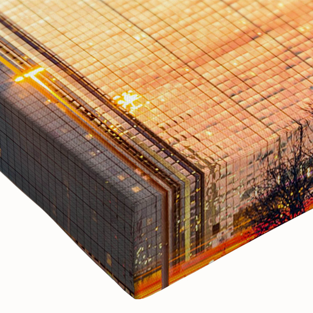 Large art depicting a black and white landscape painting on canvas, ideal for bedroom wall decor.