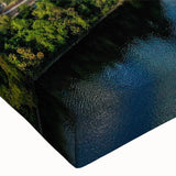 Large art depicting a black and white landscape painting on canvas, ideal for bedroom wall decor.