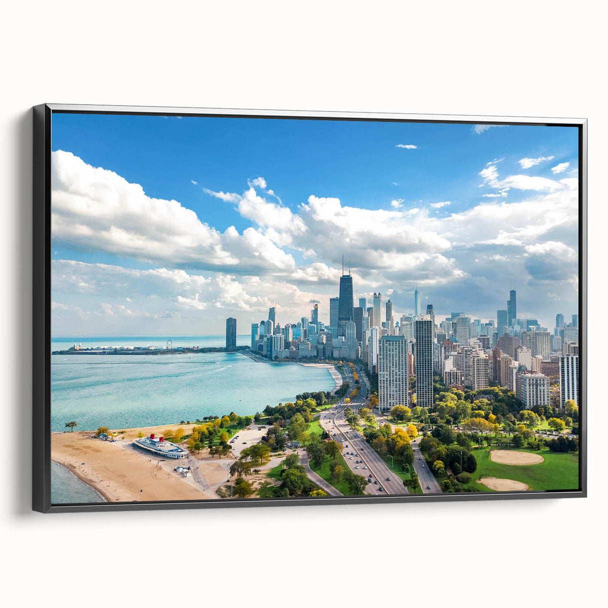 Black and white vintage poster art depicting a serene landscape, ideal for bedroom wall decor.