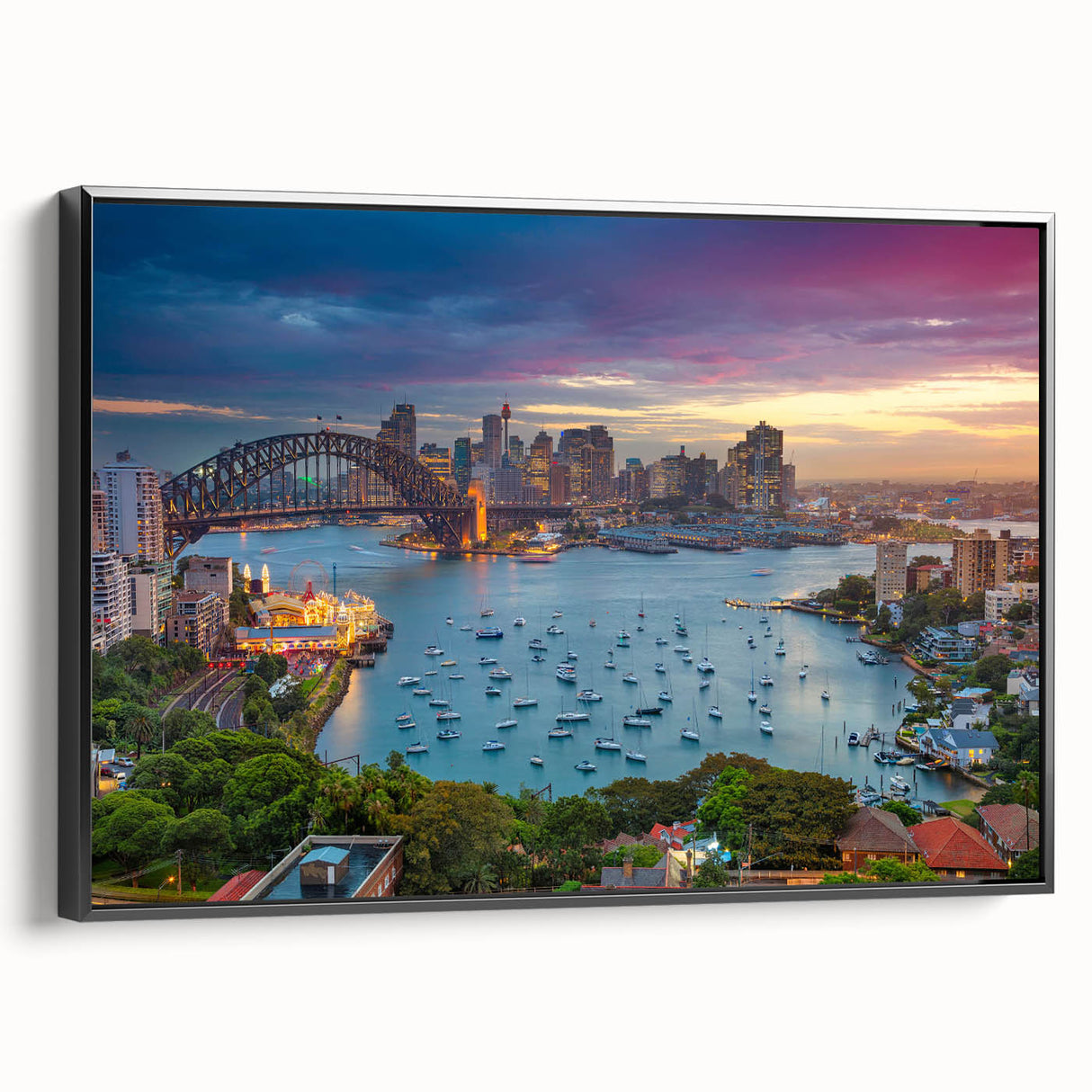 Black and white vintage poster art depicting a serene landscape, ideal for bedroom wall decor.
