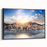 Black and white vintage poster art of a serene landscape, printed on canvas, suitable for bedroom wall decor.