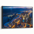 Black and white vintage poster art of a landscape, printed on canvas, suitable for bedroom wall decor.
