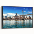 Black and white vintage poster art of a serene landscape, printed on framed canvas, ideal for bedroom decor.