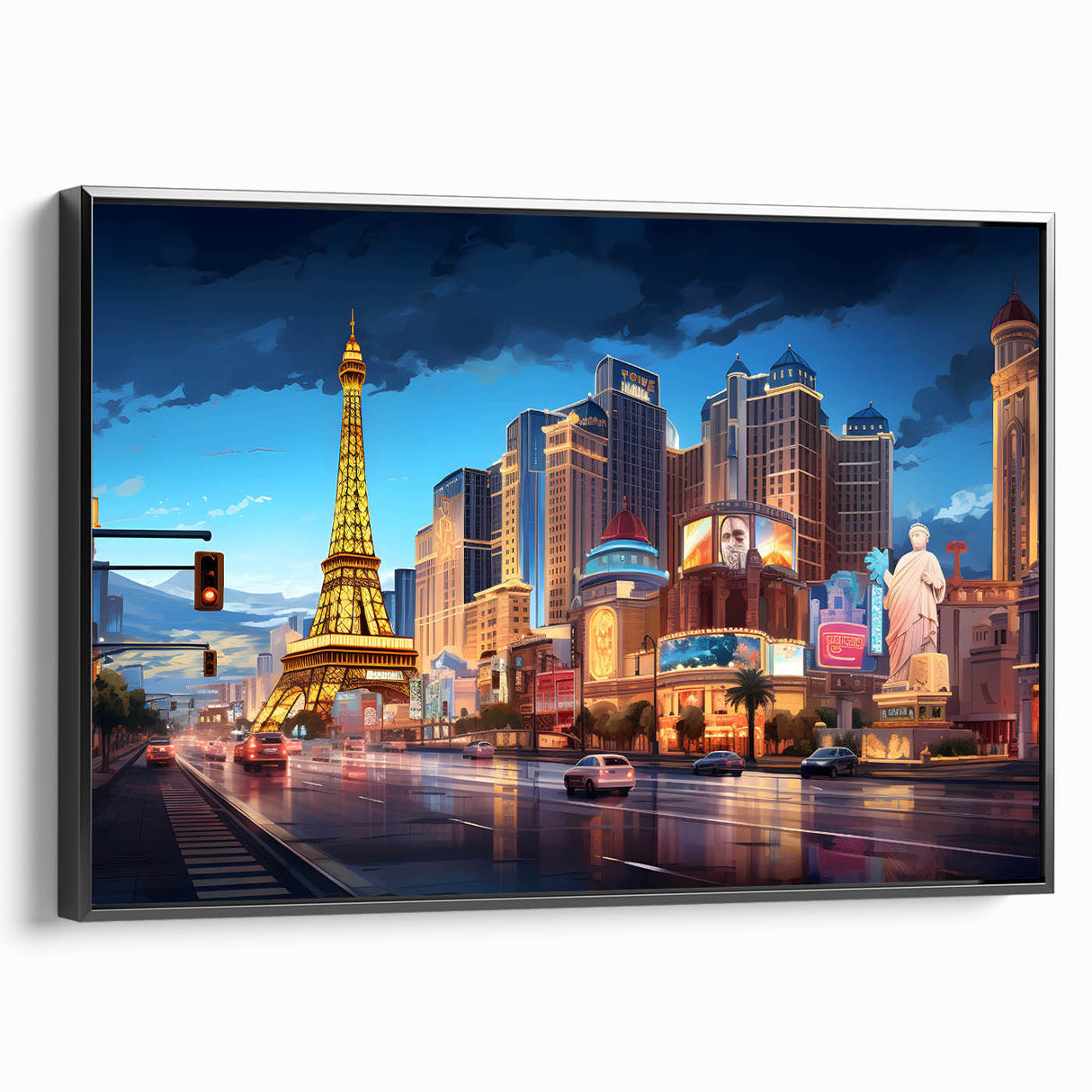 Black and white vintage poster art of a serene landscape, printed on framed canvas, suitable for bedroom decor.
