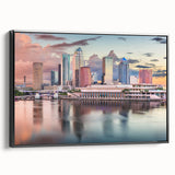 Black and white vintage poster art of a serene landscape, printed on canvas, suitable for bedroom decor.