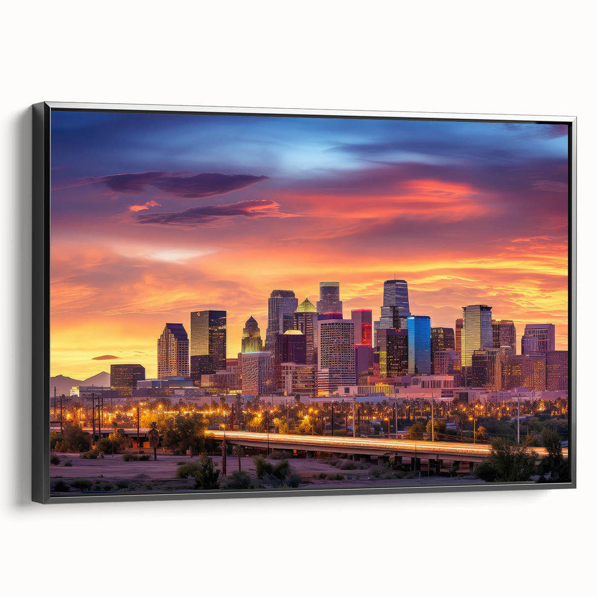 Black and white vintage poster art of a serene landscape, printed on canvas, suitable for bedroom decor.