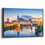 Black and white vintage poster art of a serene landscape, ideal for bedroom wall decor.