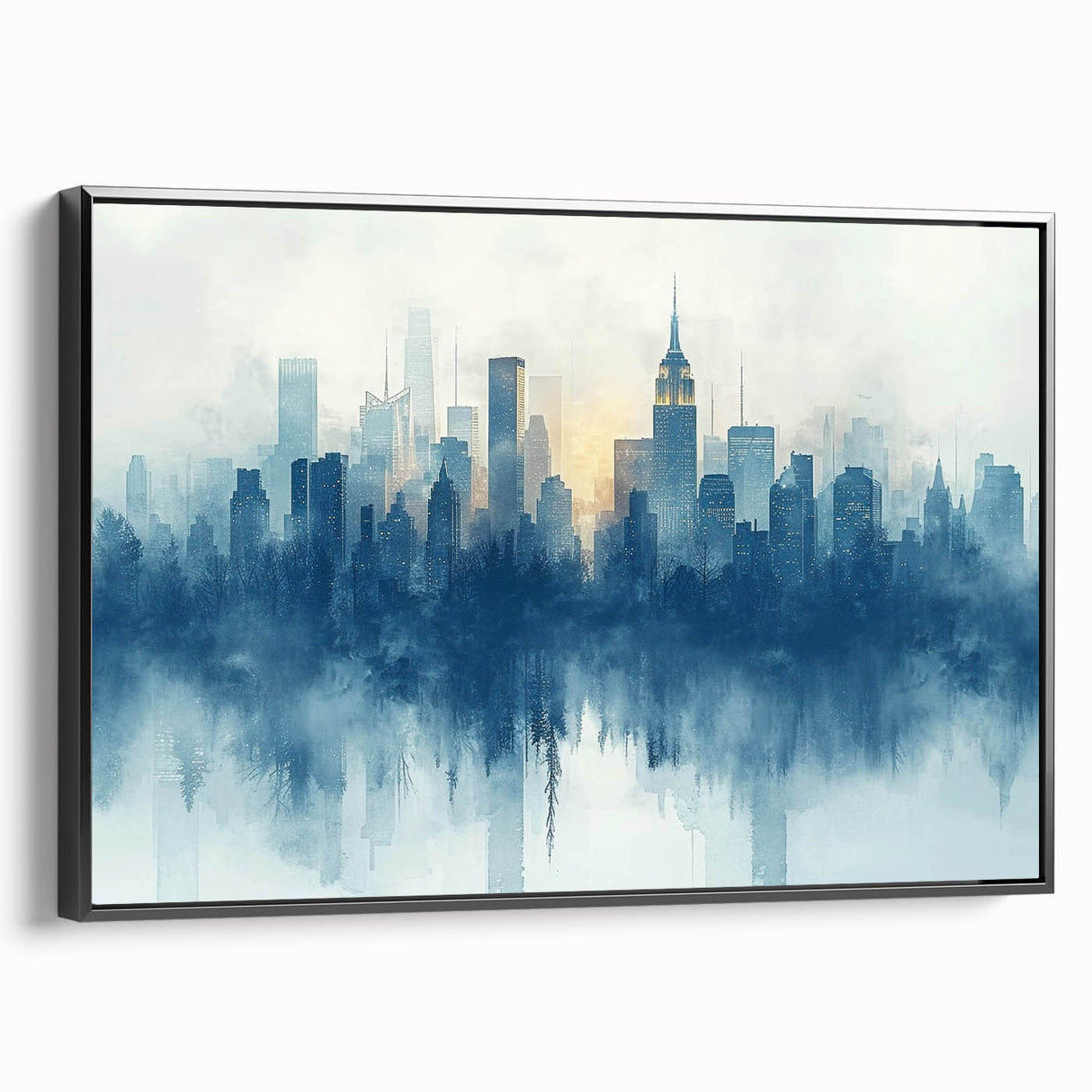 Black and white vintage poster art of a serene landscape, ideal for bedroom wall decor, printed on framed canvas.