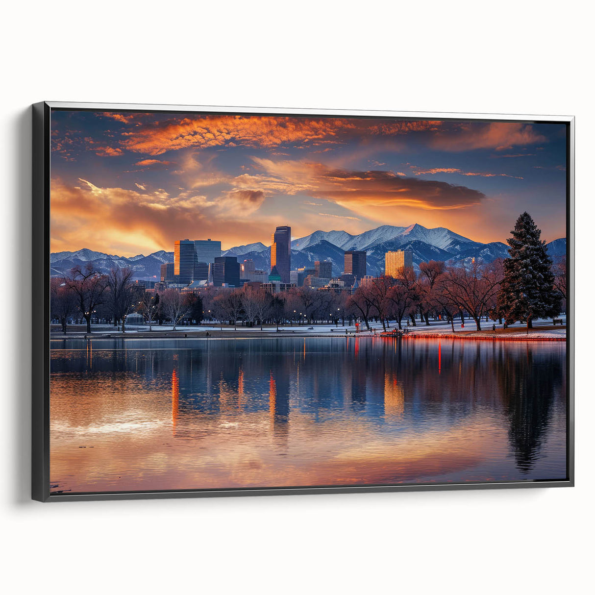 Black and white vintage poster art of a serene landscape, printed on canvas, ideal for bedroom decor.