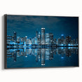 Black and white vintage poster art depicting a serene landscape, printed on framed canvas, suitable for bedroom decor.