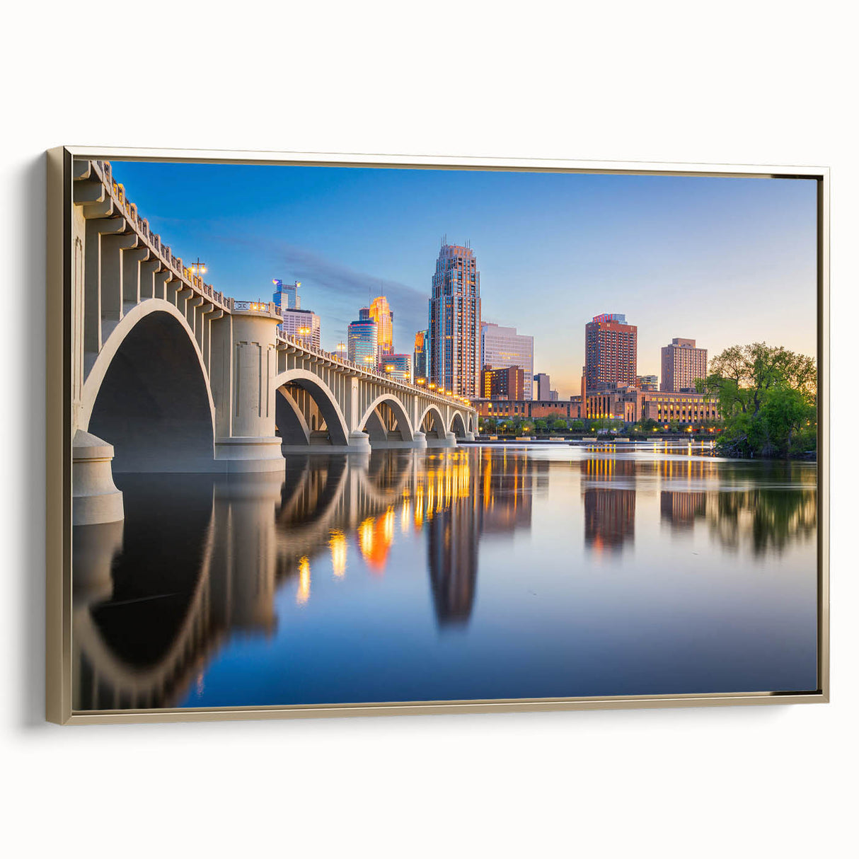 Landscape painting of a tranquil forest in muted green and brown tones on a framed canvas, suitable for bedroom wall art.