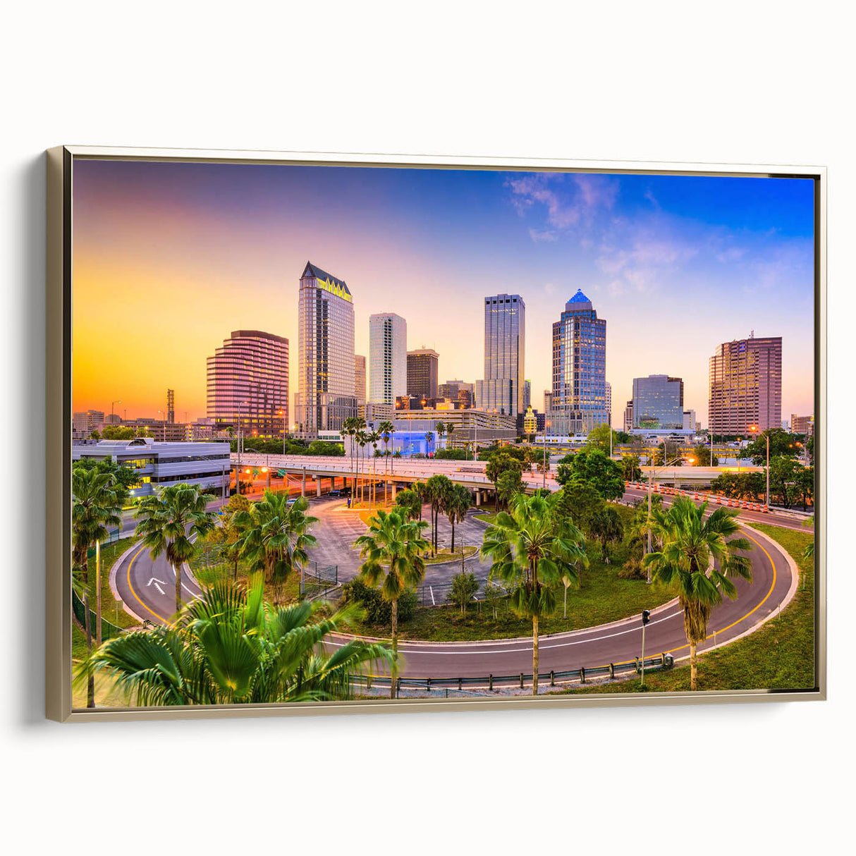 Landscape painting of a serene lake at dusk on canvas, featuring muted blue and grey tones, ideal for bedroom wall art.
