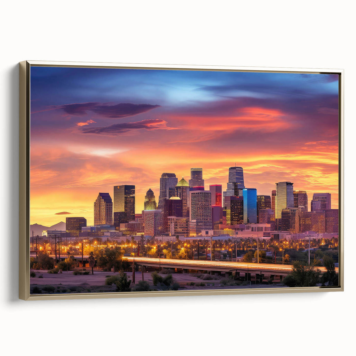 Landscape painting of a serene lake scene in muted blue and green tones on a framed canvas, ideal for bedroom wall art.