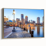 Landscape painting of a serene lake at dusk, in muted blue and black tones on canvas, suitable as wall art for bedroom.