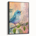 Framed black canvas art showcasing a vibrant abstract design, viewed from the side, emphasizing its sleek profile and modern aesthetic for home decor.